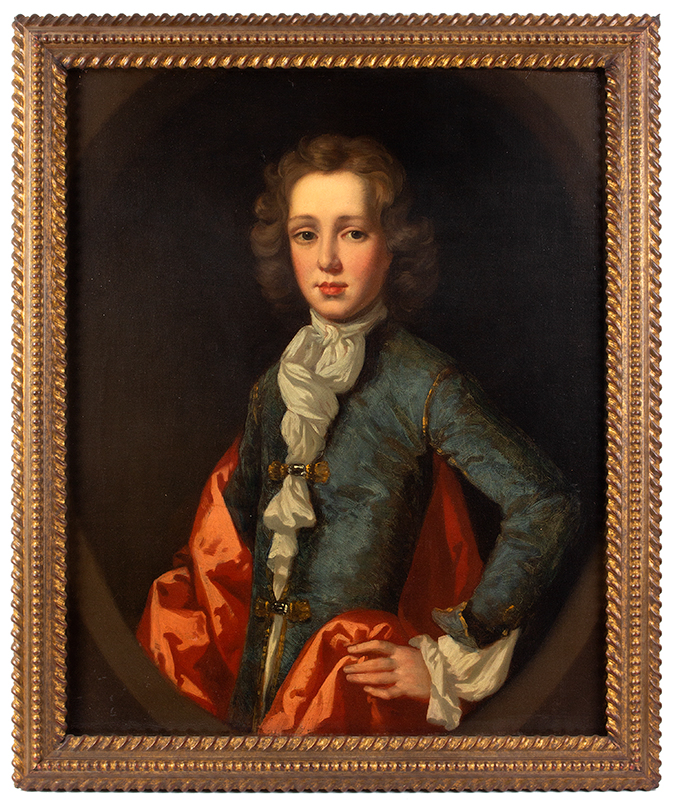 Eighteenth Century Portrait, Affluent Young Boy Wearing Fine Clothing French School, Anonymous, entire view