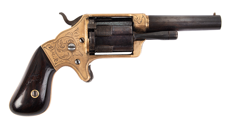 Pistol, Percussion, Brooklyn Arms Co. Slocum Front-Loading Pocket Revolver Serial number: 8857, right facing