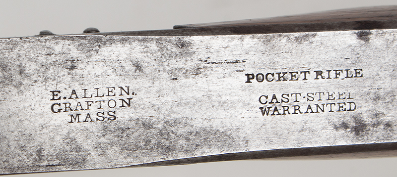 Pocket Rifle, Ethan Allen First Model Pocket Rifle, Scarce Grafton, Massachusetts, address detail
