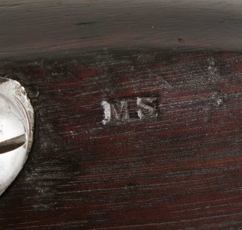 Musket, U.S. Model 1808 Contract, Dated 1814, Asa Waters, Millbury, Mass Barrel Marked: MS / PM / U.S. 1814; Stock Marked: MS [l. flat] & Inspector’s Mark, marks detail 2