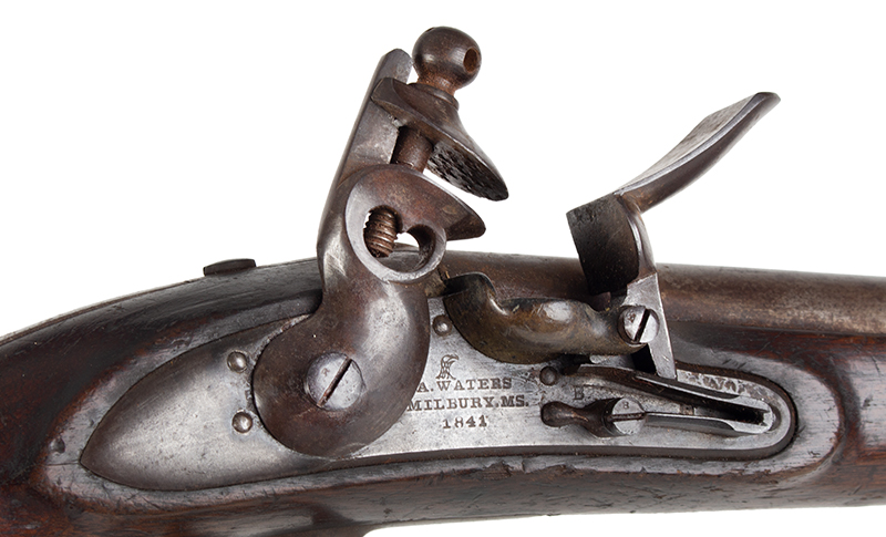 Flintlock Pistol, U.S. Model 1836, Asa Waters, Millbury, Massachusetts, 1841, lock plate
