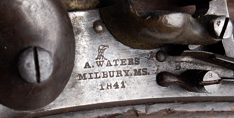 Flintlock Pistol, U.S. Model 1836, Asa Waters, Millbury, Massachusetts, 1841, lock plate detail