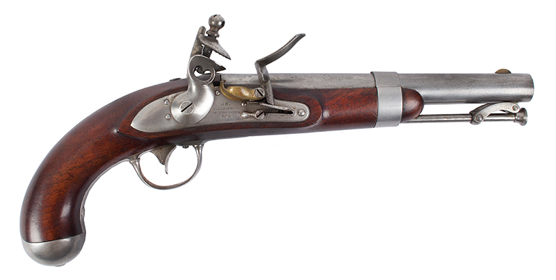 US Model 1836 Flintlock Pistol, Dated 1842, A FINE EXAMPLE. Robert Johnson, Middletown, Connecticut, Image 1