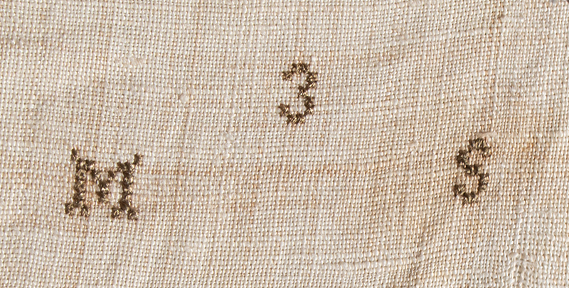 Blanket, Deerfield, Wool Embroidered, Meandering Blue Floral Crewelwork Spread, detail view 3