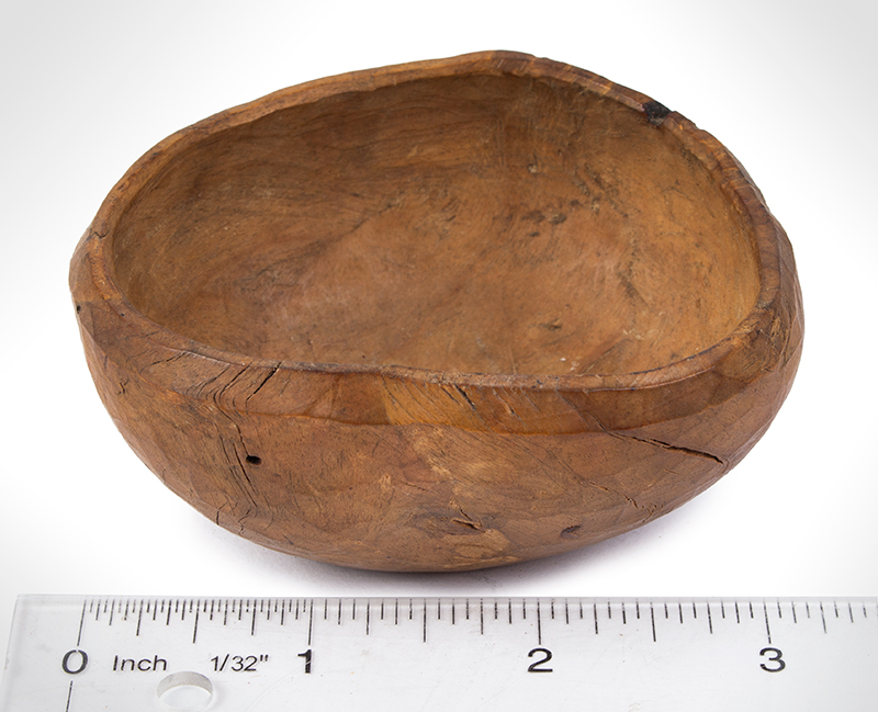 Small Treen Bowl, Natural Shape and Surface, American, ruler