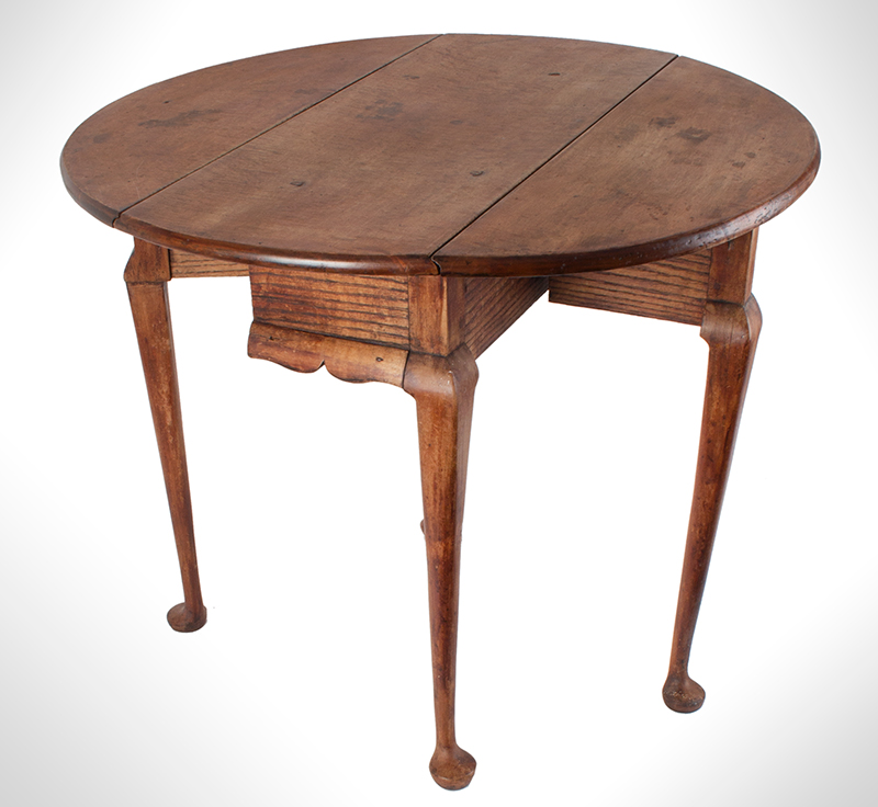 Queen Anne Drop Leaf Table, Rhode Island, or Southeastern Massachusetts Rare Small Size, entire view 2
