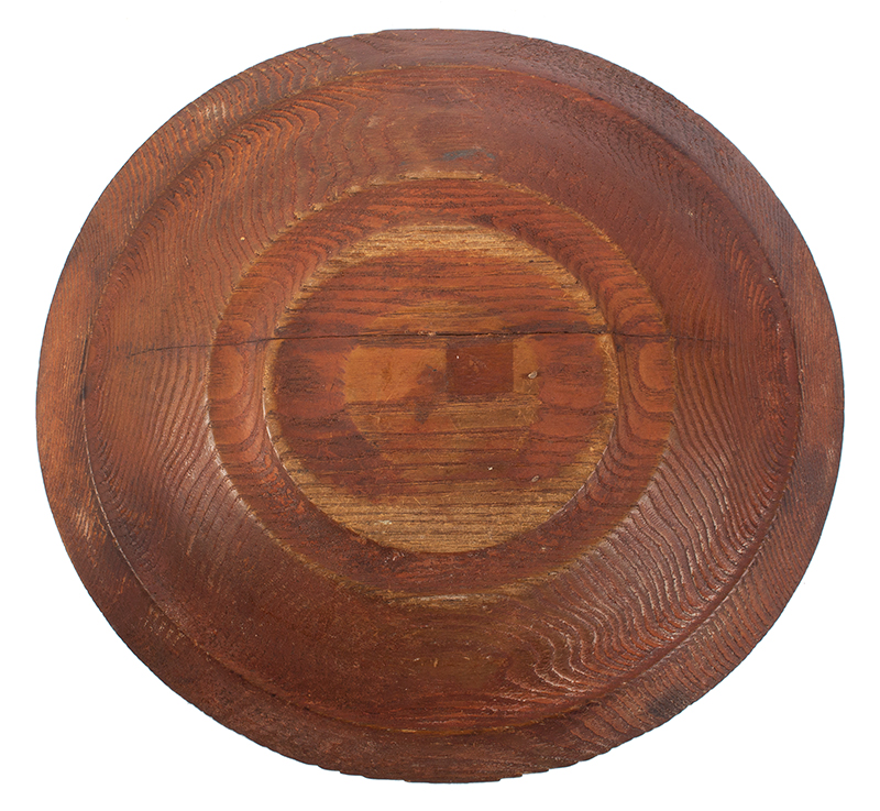 Treen Bowl, Red Paint, Beautifully Turned, New England, Image 1