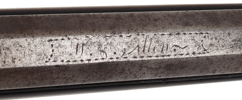 New England Flintlock Musket, KY Style, William Allen, Sutton, Massachusetts Worcester County, detail view