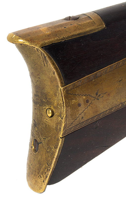 New England Flintlock Musket, KY Style, William Allen, Sutton, Massachusetts Worcester County, butt plate