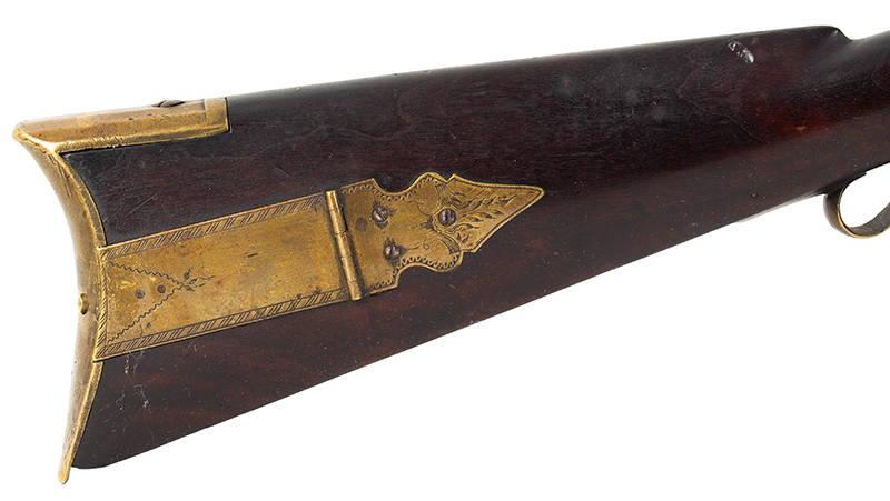 New England Flintlock Musket, KY Style, William Allen, Sutton, Massachusetts Worcester County, patch box