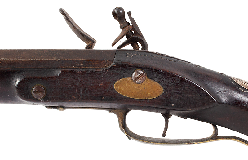 New England Flintlock Musket, KY Style, William Allen, Sutton, Massachusetts Worcester County, side plate