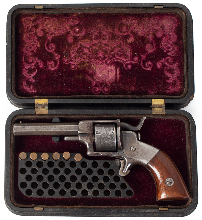 Rare 1st Model Allen & Wheelock Side Hammer Revolver, Third Issue, Cased, Image 1