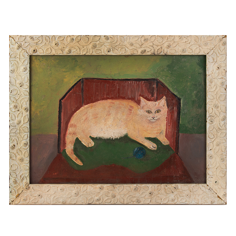 Cat, Folk Art Painting, Image 1