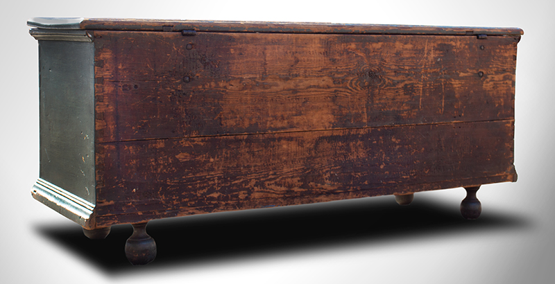 Blanket Chest on Ball Feet, Original Surface History, Blue paint, Mid-Atlantic, entire view 4