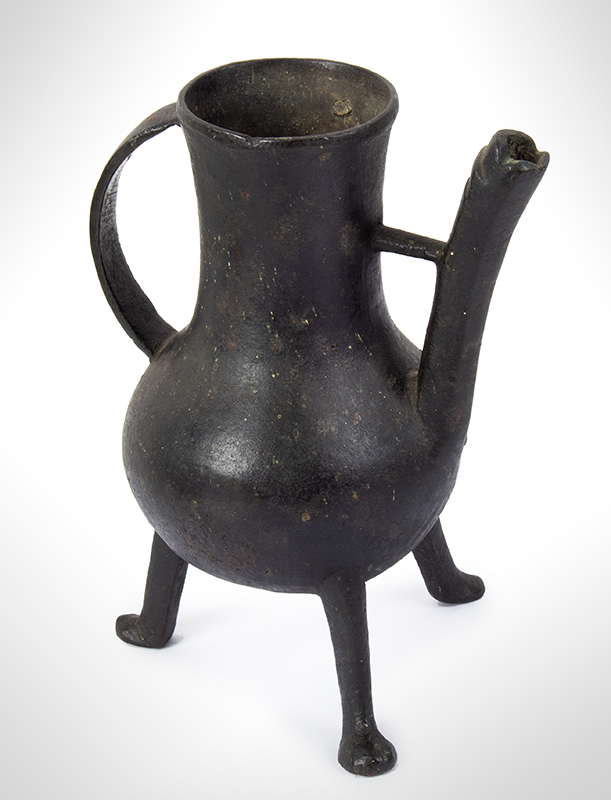 A Medieval Spouted Bronze Ewer, Late 14th / Early 15th Century English or Northern European, entire view 1