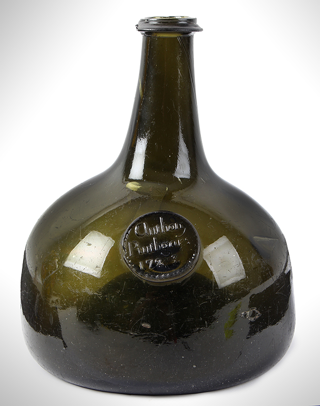 Wine Bottle, Sealed & Dated, Anthony Ruthgars – 1723, Possibly Devonshire England, entire view 1