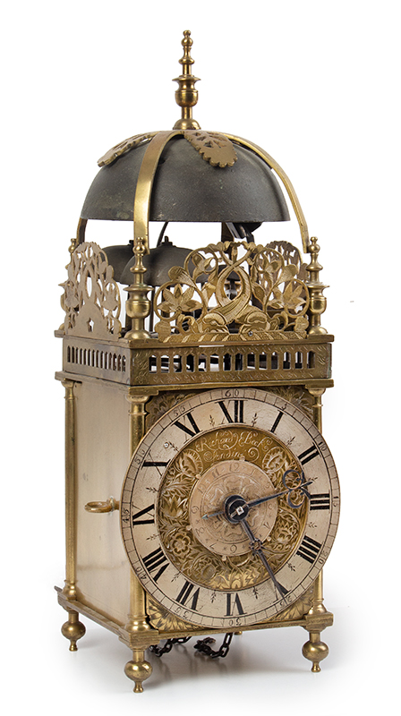 Exceptionally Rare Quarter Striking Lantern Clock Made By Richard Beck London, entire view