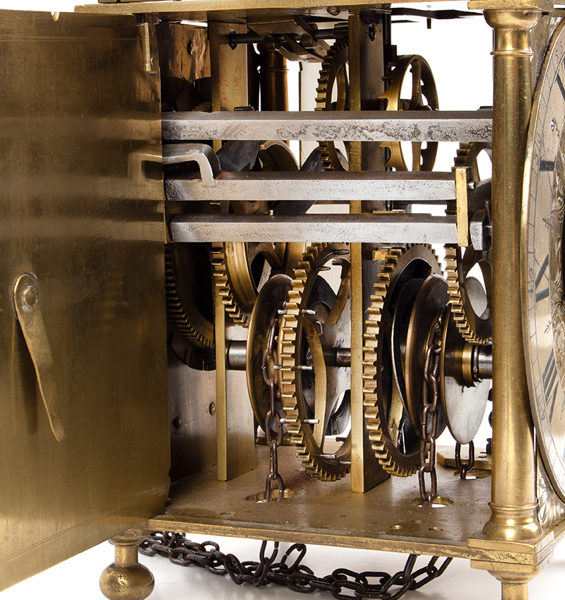 Exceptionally Rare Quarter Striking Lantern Clock Made By Richard Beck London, detail view 3