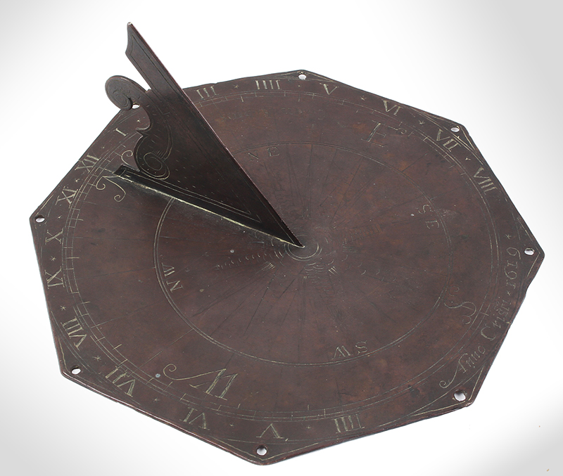A Rare Sundial Inscribed John Robins, Dated 1619, Made by Early Clockmaker, entire view 3