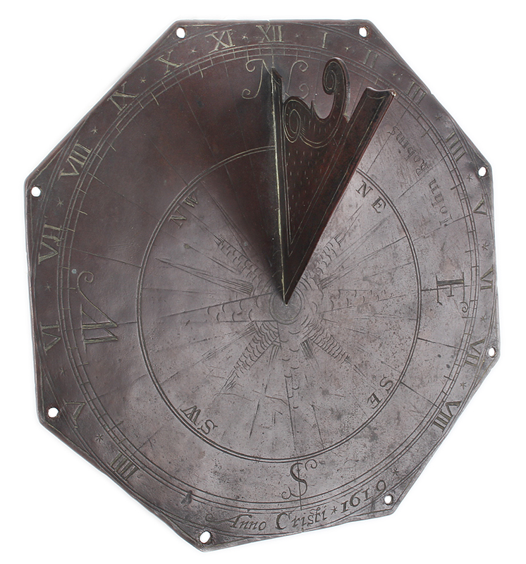 A Rare Sundial Inscribed John Robins, Dated 1619, Made by Early Clockmaker, entire view 4