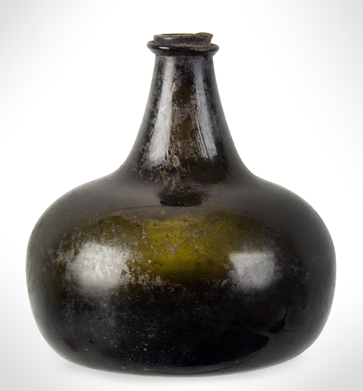 Blown Glass Sealed Wine Bottle, Early Onion Form, Initials, Date…& MONTH The engraving of this seal is excellent as is the impression…, entire view 2