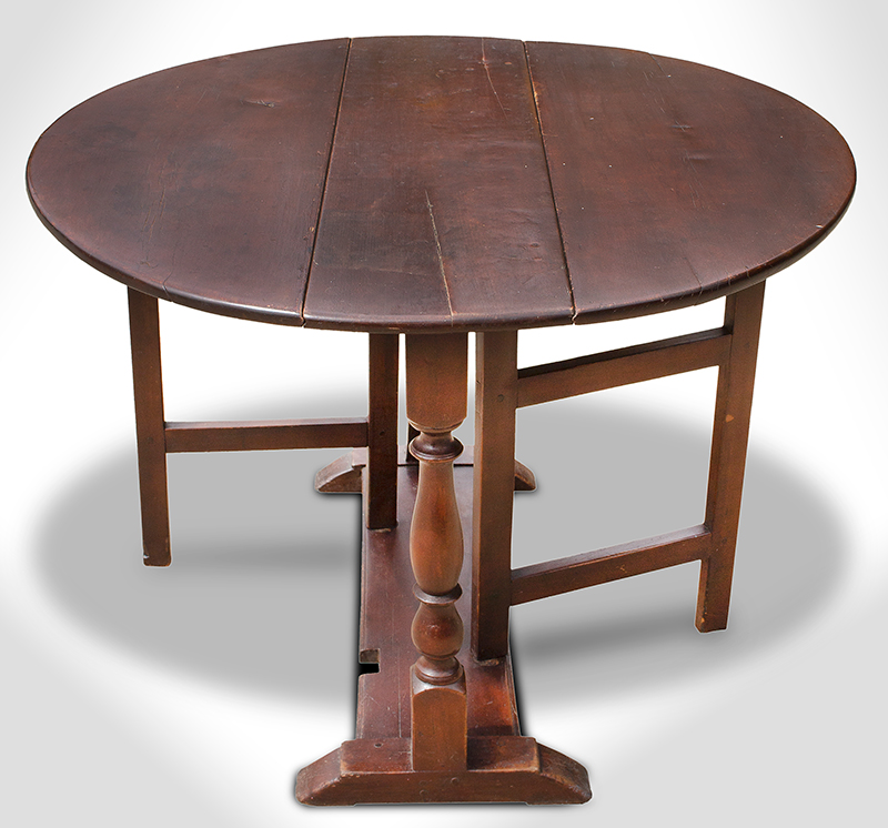 Table, William & Mary Trestle Base Gateleg Drop-Leaf Table, New York A popular form favored by Hudson River Valley settlers, entire view 2
