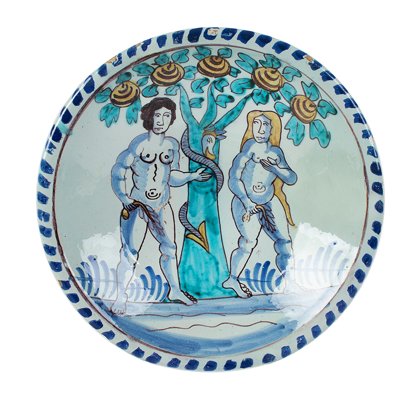 Delftware Blue Dash Adam and Eve Charger , Image 1