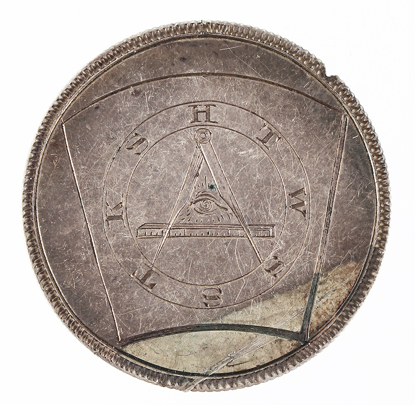 Engraved Masonic Mark Medal, Silver, Jerome B. Clark, Image 1