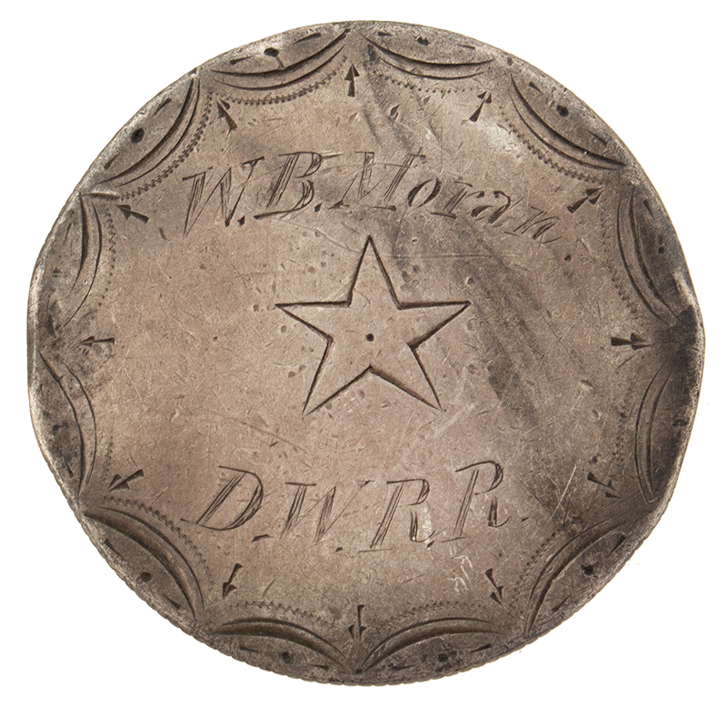 Occupational Badge, Railroad Conductor, Seated Liberty / D.W.R.R, Image 1