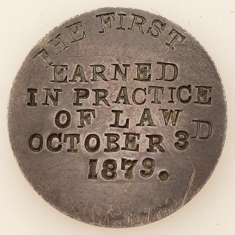 Seated Liberty Quarter / "First earned in the practice of law, October 3, 1879", Image 1