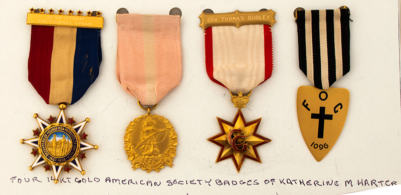 4 14K gold American Society Badges, of Katherine Meridith Harter (descendent), Image 1