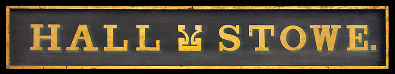 Trade Sign, Gilt Letters on Blue Smalts Background, Hall & Stowe