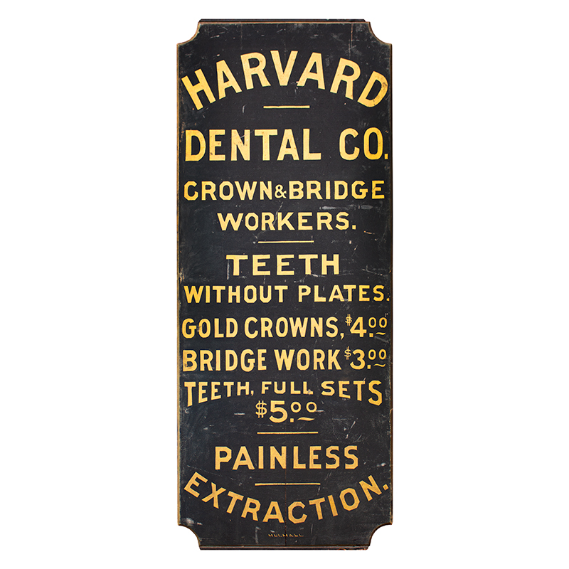Antique Trade Sign, Harvard Dental Co., Crown and Bridge Workers, 2-Sided, Image 1