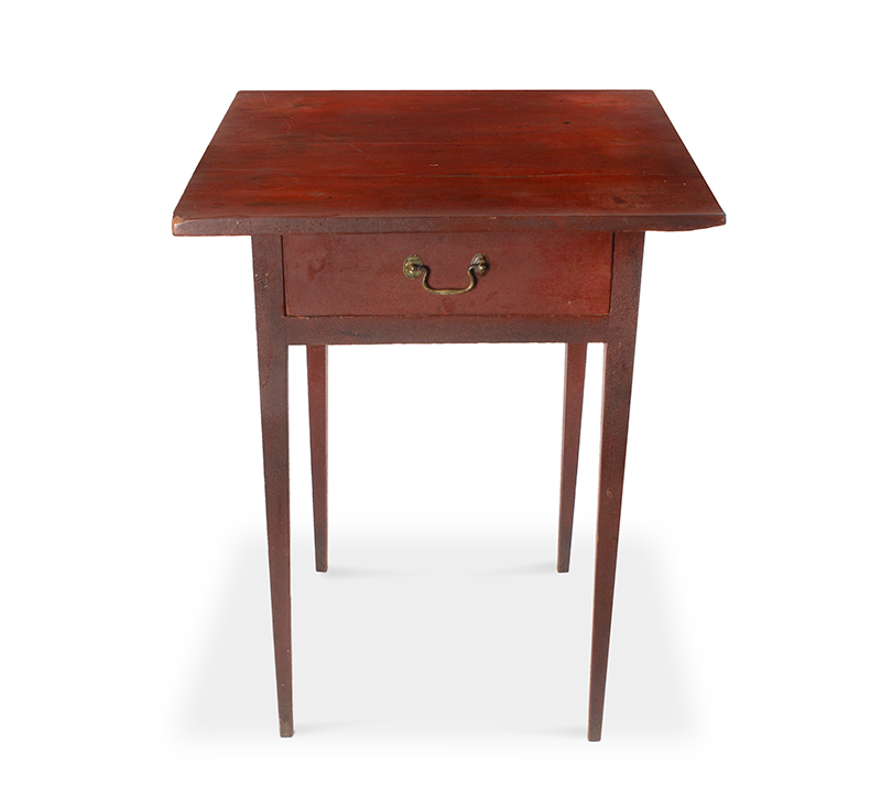Hepplewhite One-drawer Stand, Federal Table in Original Red Paint, Image 1