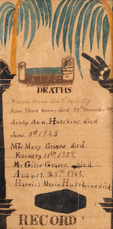Antique Family Record, Vermont. Mr. Giles Graves, detail view 3