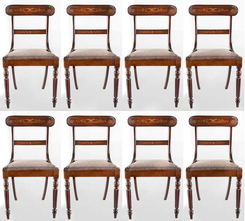 Regency Side Chairs, Eagle and Scroll Inlay, Rosewood, set view