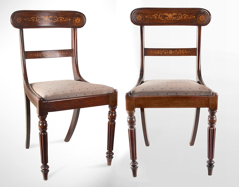 Regency Side Chairs, Eagle and Scroll Inlay, Rosewood, entire view