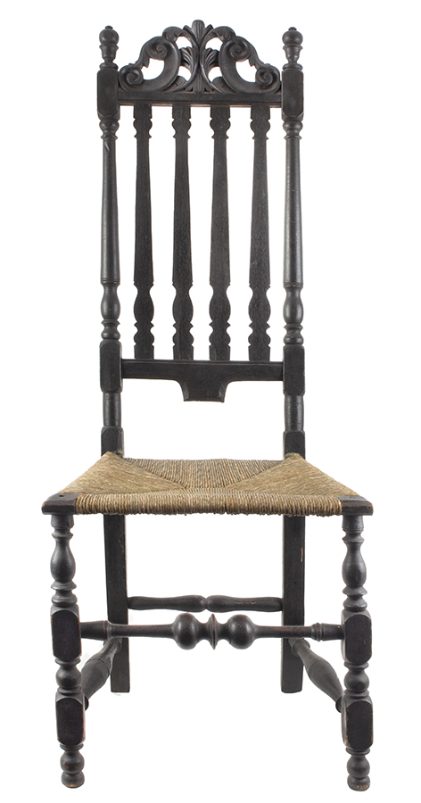 Side Chair, William & Mary, Banister Back, Prince of Wales Crest, Boston