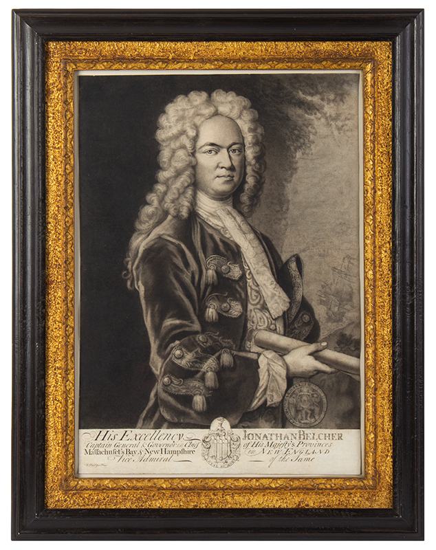 Mezzotint, Print, Jonathan Belcher, Governor of Massachusetts, and New Jersey, entire view