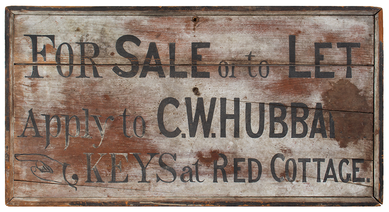 Trade Sign, ''FOR SALE or to LET'', 19th C., Great Weathered Surface, entire view