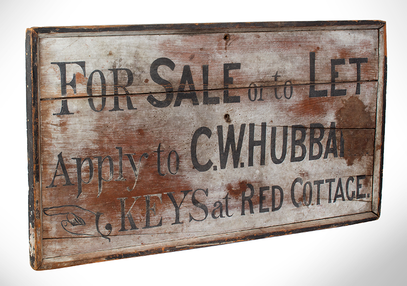 Trade Sign, ''FOR SALE or to LET'', 19th C., Great Weathered Surface, entire view 2