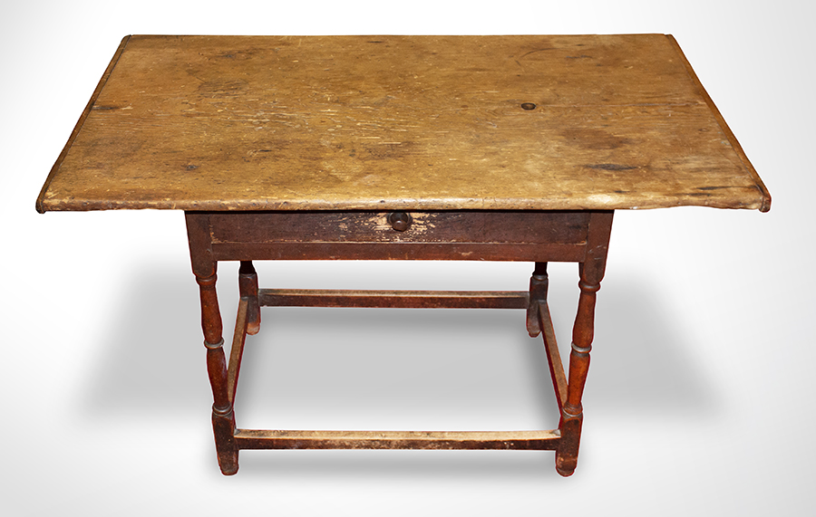 Tavern Table, Work, Tap, Original Red Paint, New Hampshire