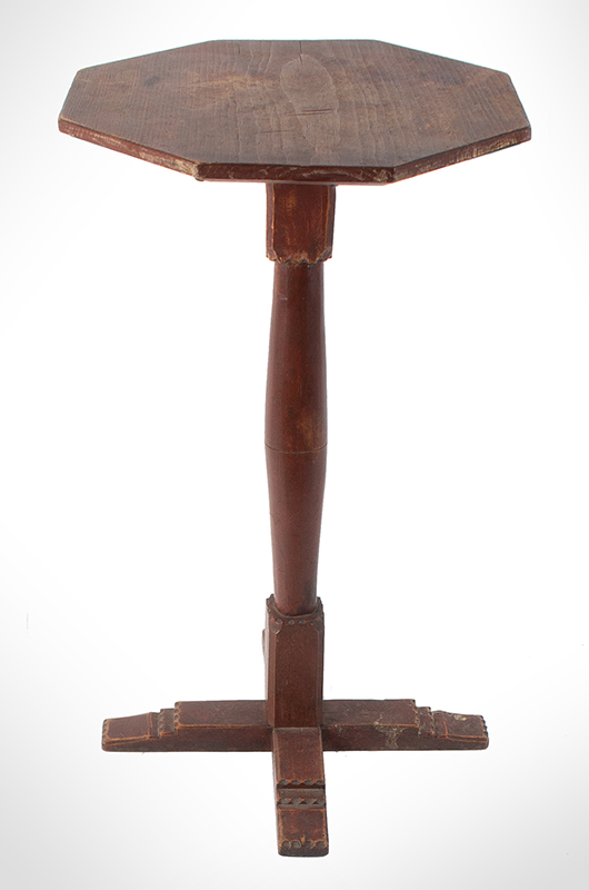 Candlestand, William & Mary, Cruciform Base, X Base, Octagonal Top, Original Surface. American, Image 1