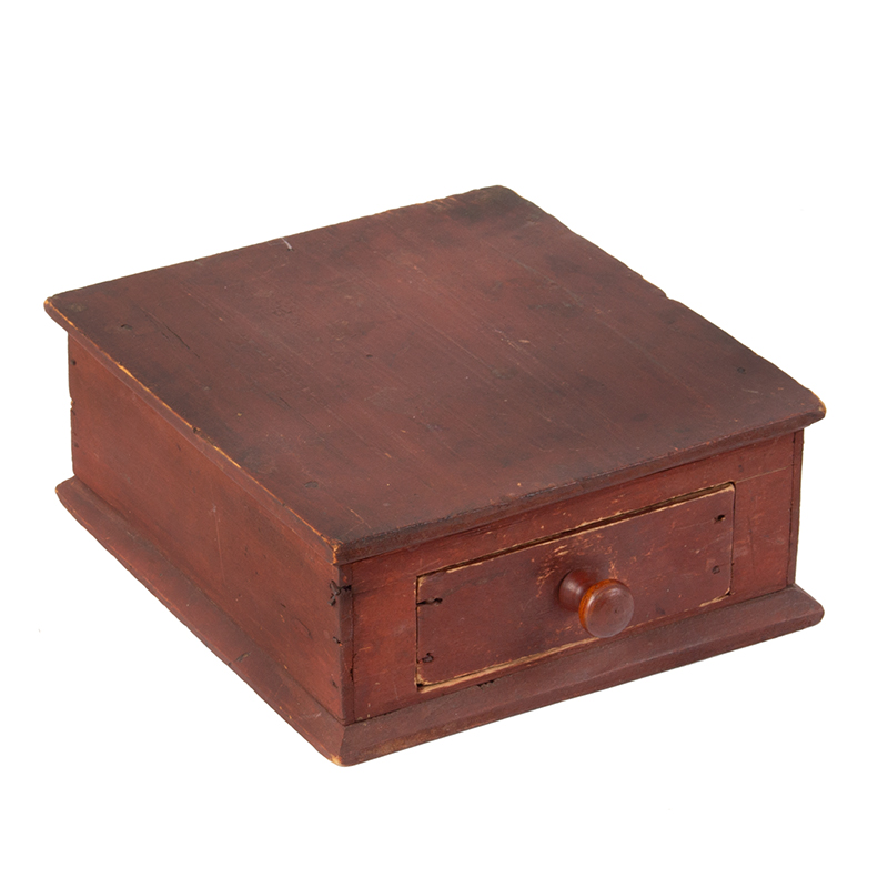 Ditty Box, Desk or Workbox, Original Red Paint, New Hampshire History, Image 1
