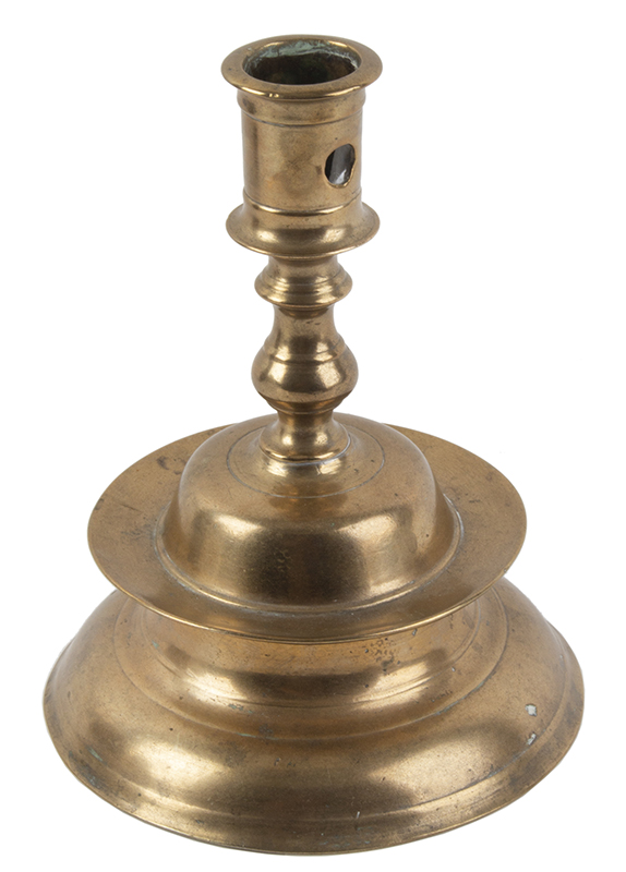 Brass Candlestick, Mid Drip, Bell Base, Northern European, entire view