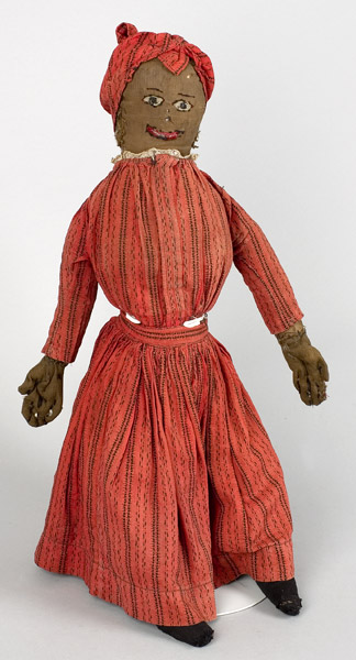 Doll, Black Rag Doll, Original Red Calico Dress, Image 1