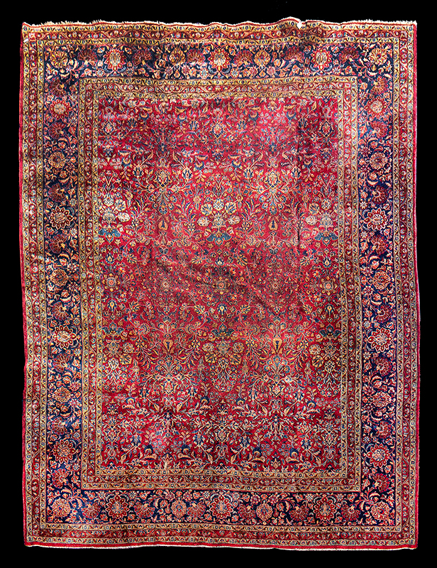 Sarouk Carpet, Room Size Rug, Allover Floral Design, Persia, (nearly 10’ by 15’), entire view
