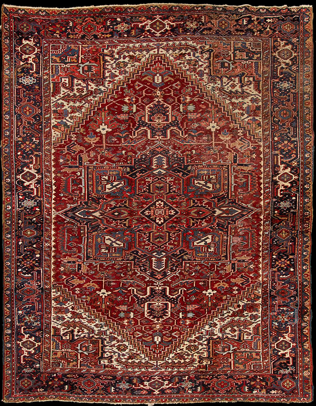 Antique Persian Oriental Room-size Rug, Heriz Carpet, Persian, entire view