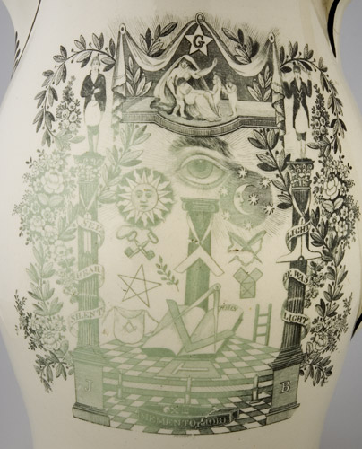 Masonic Liverpool Jug Named to Solomon Clarkson, entire view 4