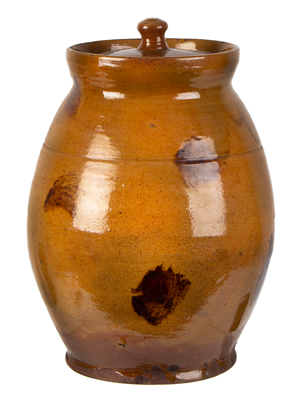 Redware Stew Pot, Lidded Jar, Pecker Pottery, Merrimackport, Massachusetts, entire view 4
